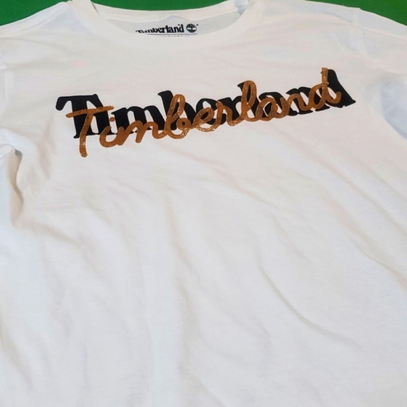 Kids Timberland size 10/12 white logo shirt T-shirt - Picture 2 of 6